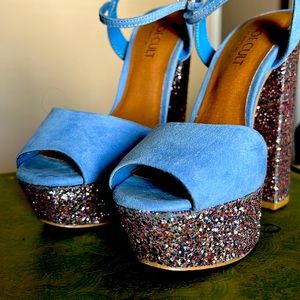 Powder Blue Pumps with Sequencing Sparkle Heel By Nasty Gal